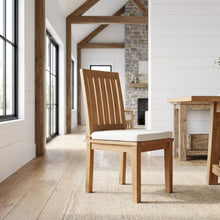 Teak Outdoor Dining Chair with Cushion for Patio, Deck, or Porch, Natural White