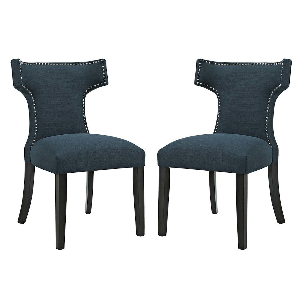 Curve Fabric Dining Side Chair Set of 2