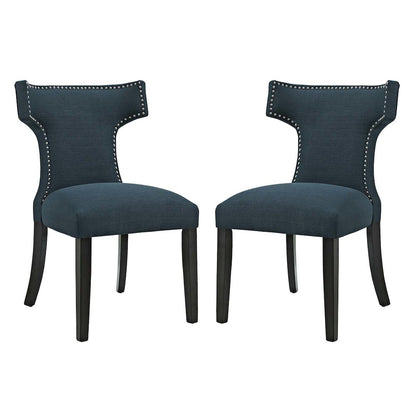 Curve Fabric Dining Side Chair Set of 2