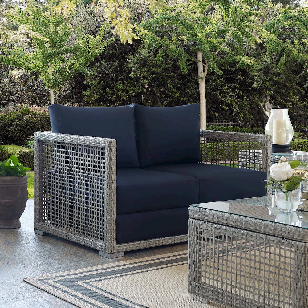 Aura Outdoor Patio Wicker Rattan Loveseat