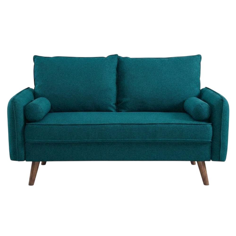 Fabric-Upholstered Small Loveseat Sofa for Bedroom and Living Room, Teal