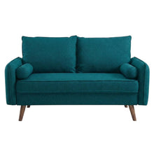 Fabric-Upholstered Small Loveseat Sofa for Bedroom and Living Room, Teal
