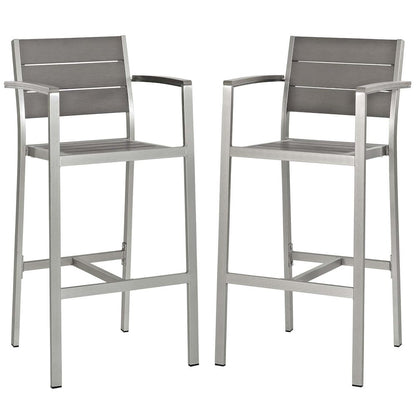 Shore Outdoor Patio Aluminum Bar Stool Set of 2