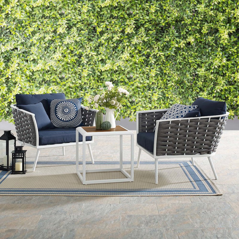 Stance 3 Piece Outdoor Patio Aluminum Sectional Sofa Set