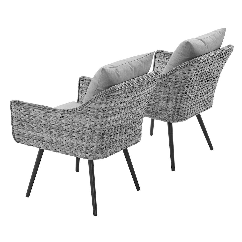 Endeavor Outdoor Patio Wicker Rattan Armchair Set of 2