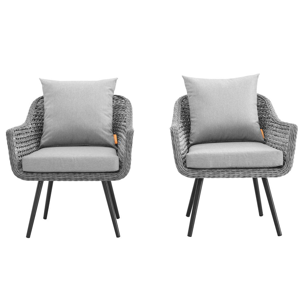 Endeavor Outdoor Patio Wicker Rattan Armchair Set of 2