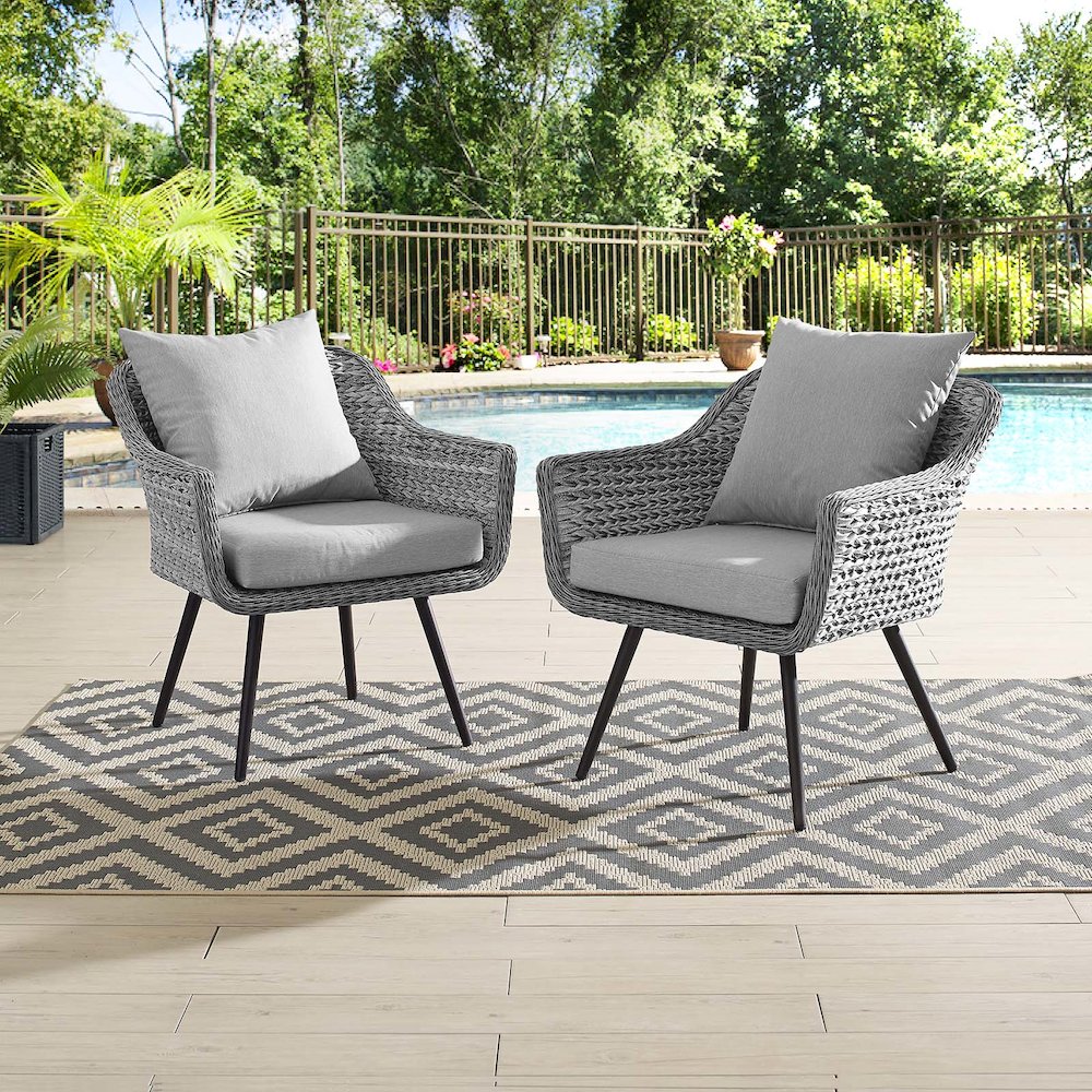 Endeavor Outdoor Patio Wicker Rattan Armchair Set of 2