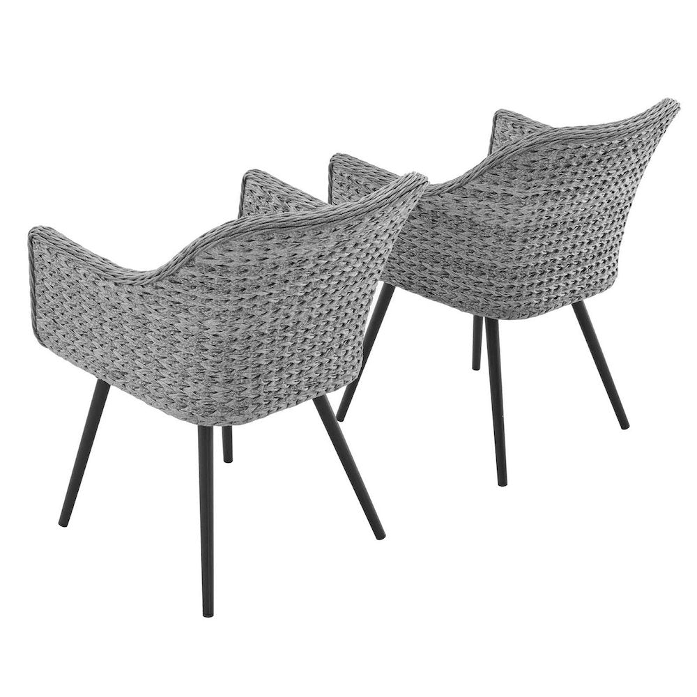Endeavor Outdoor Patio Wicker Rattan Dining Armchair Set of 2