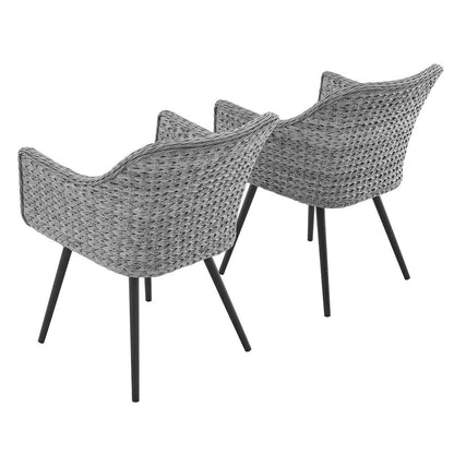 Endeavor Outdoor Patio Wicker Rattan Dining Armchair Set of 2