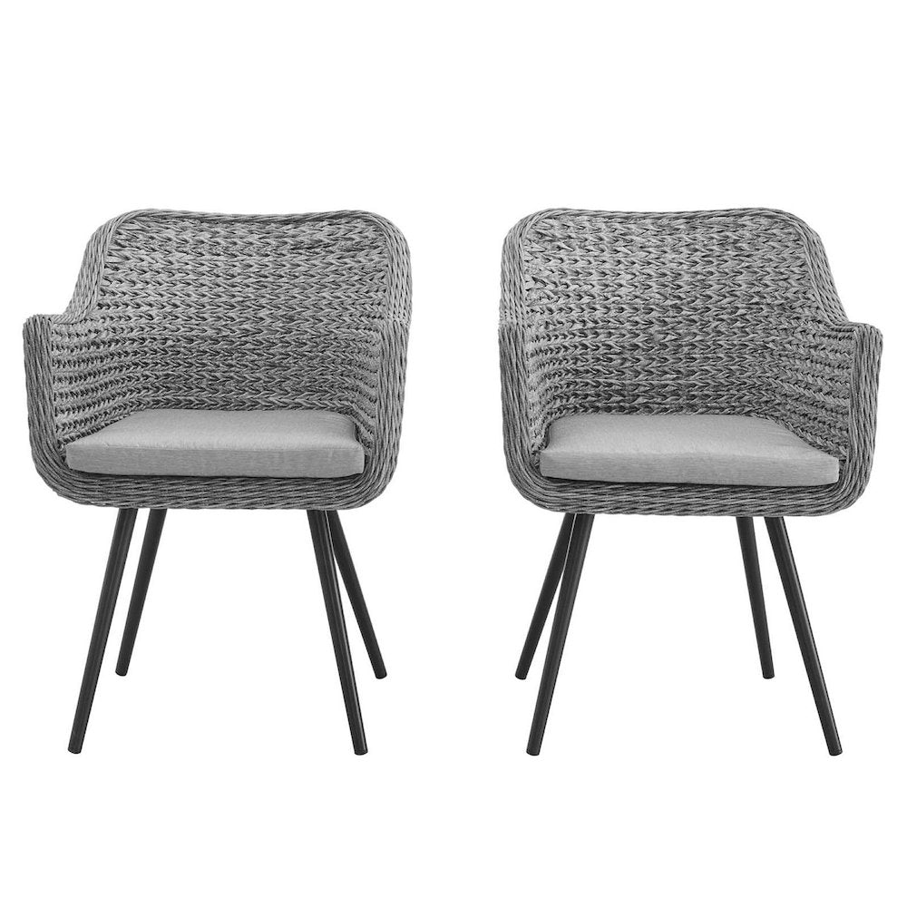 Endeavor Outdoor Patio Wicker Rattan Dining Armchair Set of 2