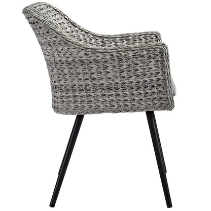 Endeavor Outdoor Patio Wicker Rattan Dining Armchair Set of 2