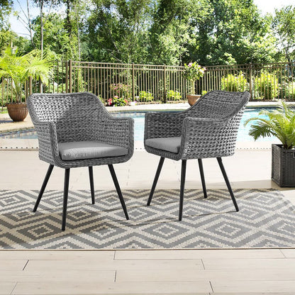 Endeavor Outdoor Patio Wicker Rattan Dining Armchair Set of 2