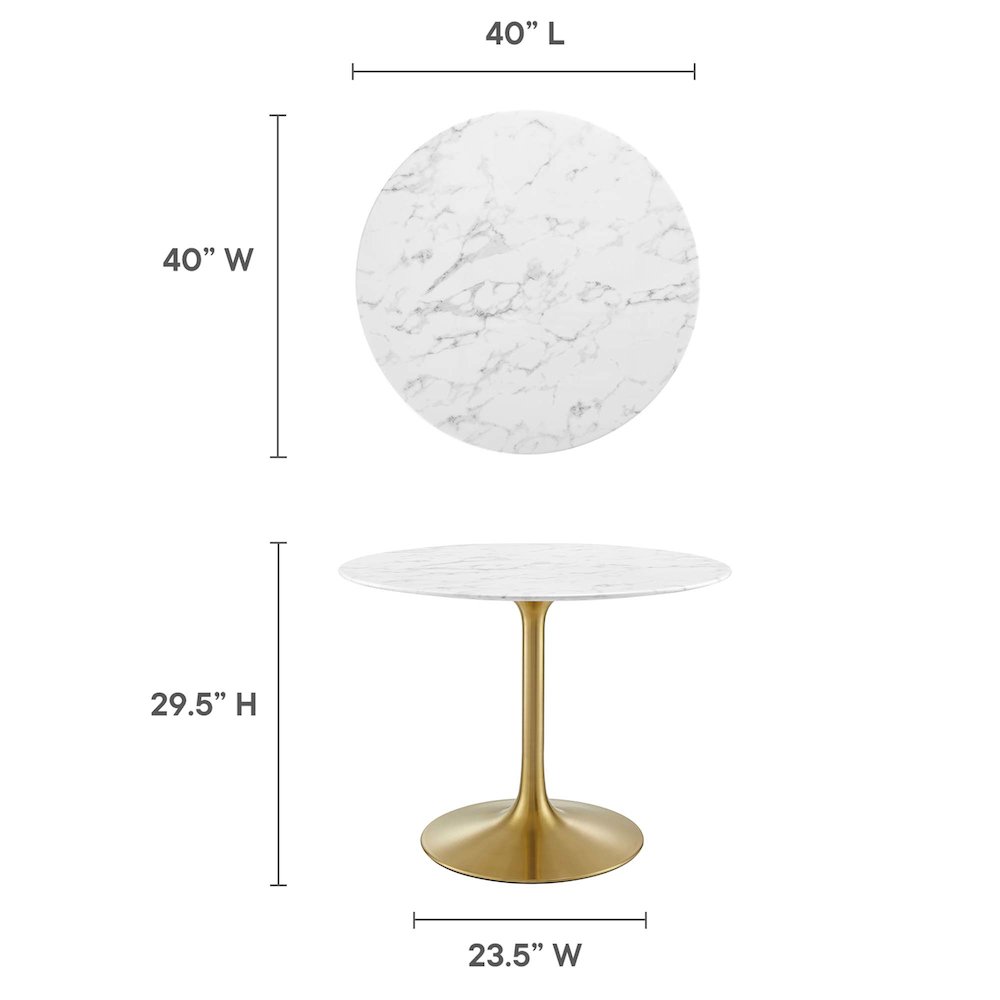 Lippa 40" Round Faux Marble Dining Table