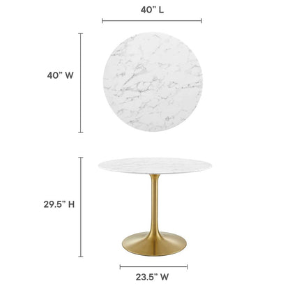Lippa 40" Round Faux Marble Dining Table