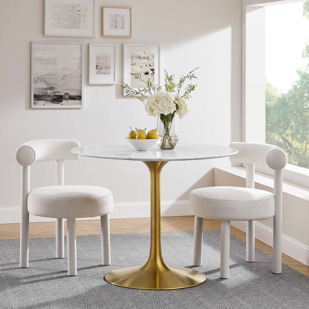 Lippa 40" Round Faux Marble Dining Table