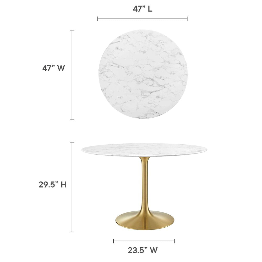 Lippa 48" Round Faux Marble Dining Table