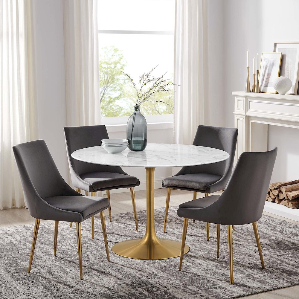 Lippa 48" Round Faux Marble Dining Table