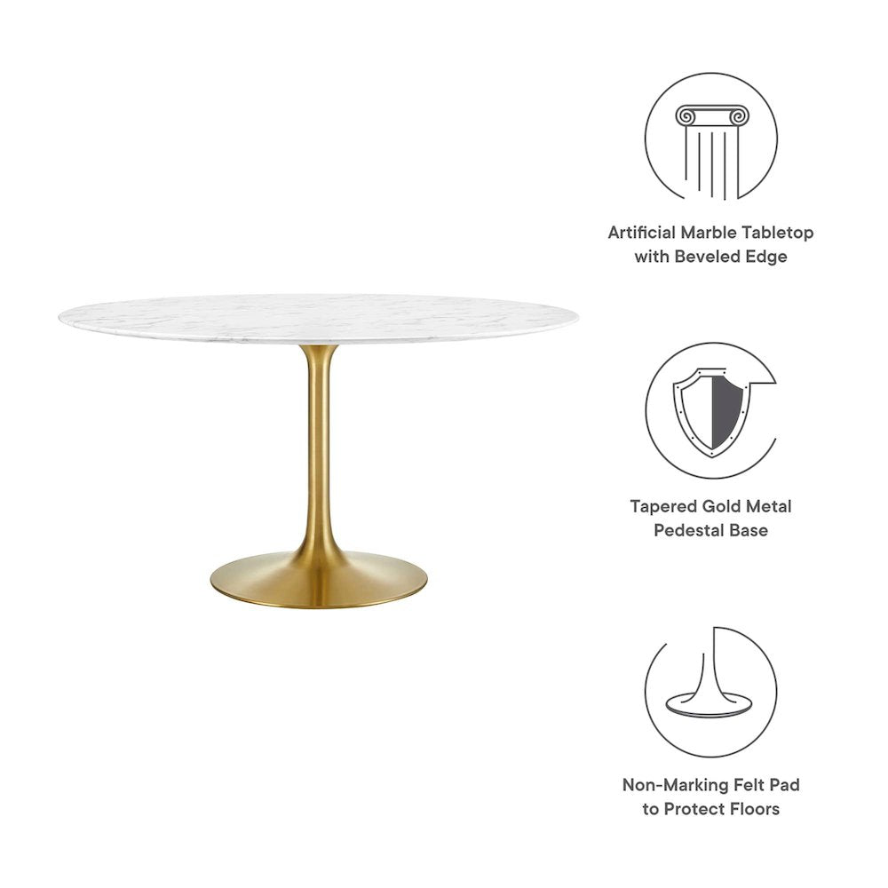Lippa 54" Round Faux Marble Dining Table