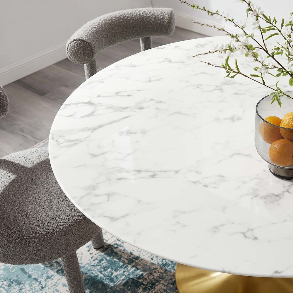 Lippa 54" Round Faux Marble Dining Table