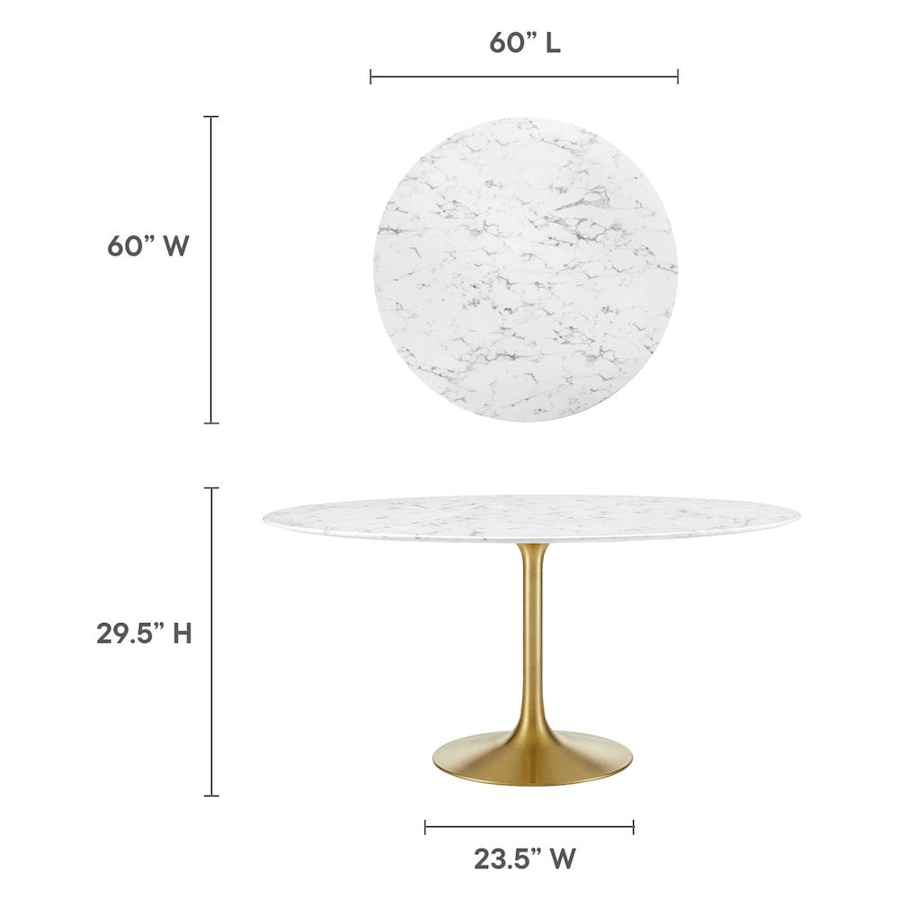 Lippa 60" Round Faux Marble Dining Table