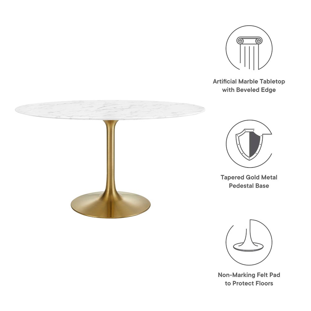 Lippa 54" Oval Faux Marble Dining Table