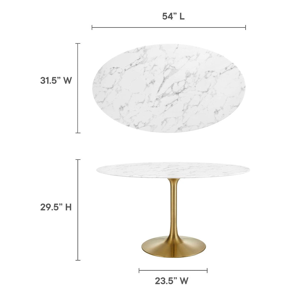 Lippa 54" Oval Faux Marble Dining Table