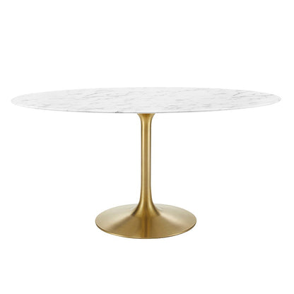 Lippa 60" Oval Faux Marble Dining Table