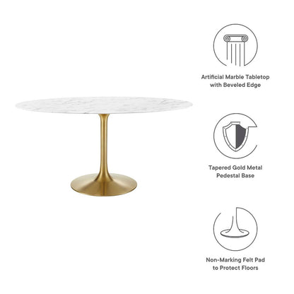 Lippa 60" Oval Faux Marble Dining Table
