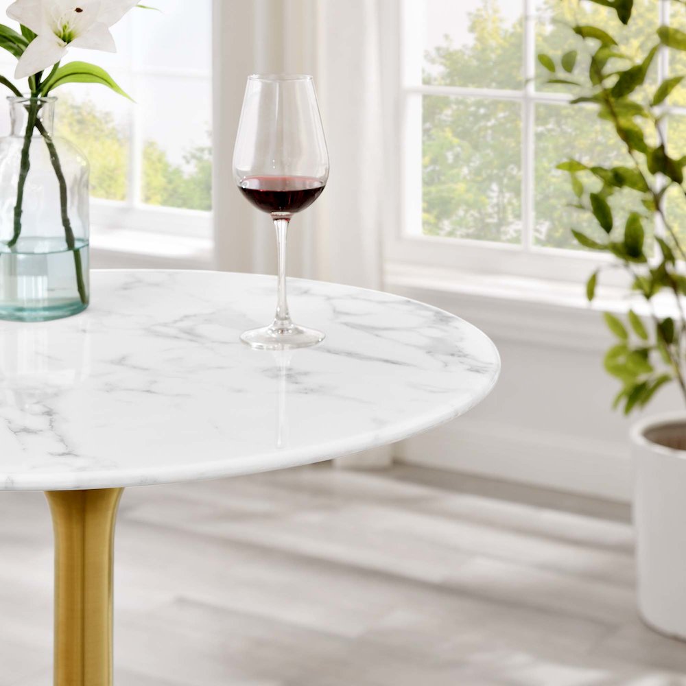 Lippa 28" Round Faux Marble Bar Table