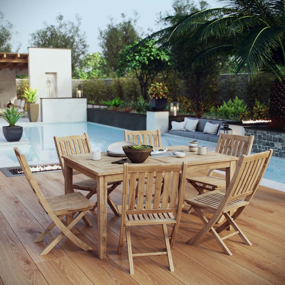 Marina 7 Piece Outdoor Patio Teak Dining Set