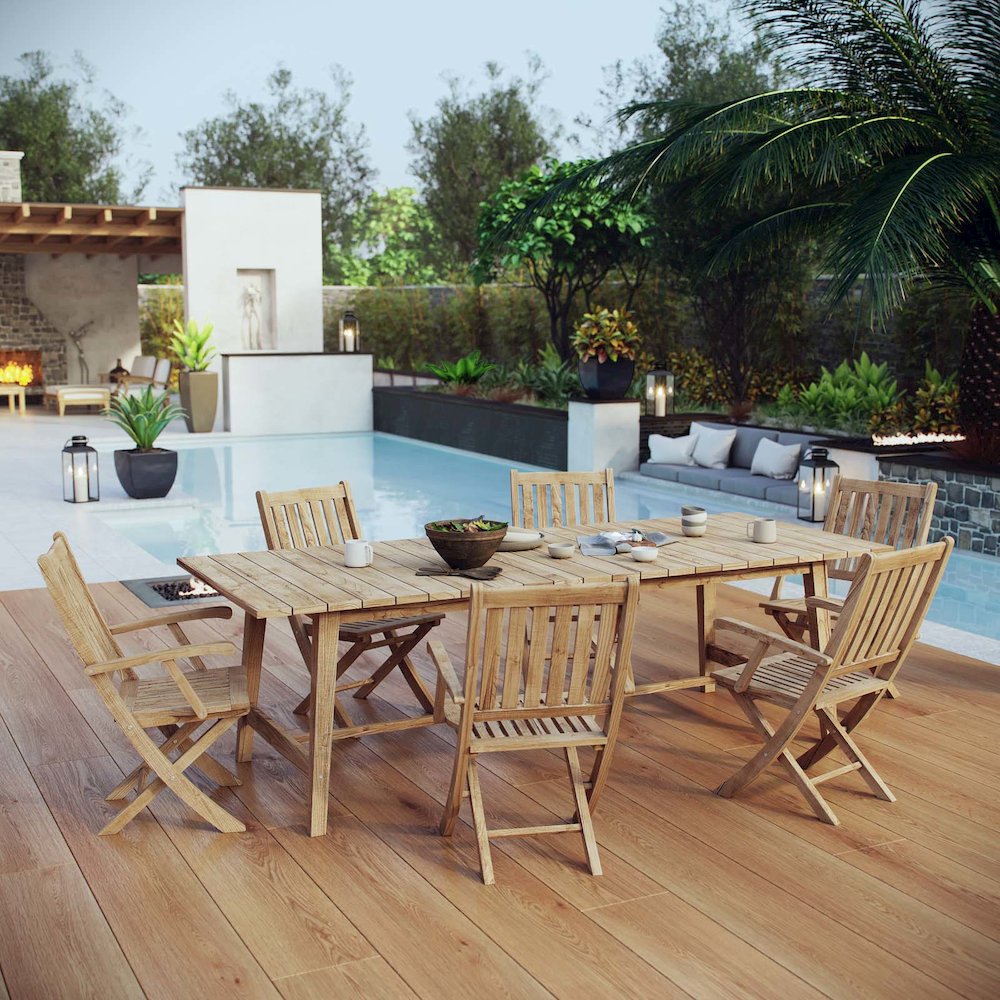 Marina 7 Piece Outdoor Patio Teak Dining Set
