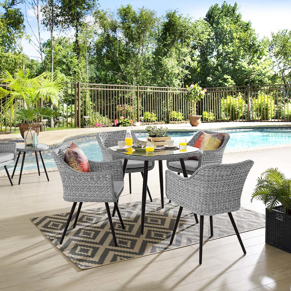 Endeavor 5 Piece Outdoor Patio Wicker Rattan Dining Set