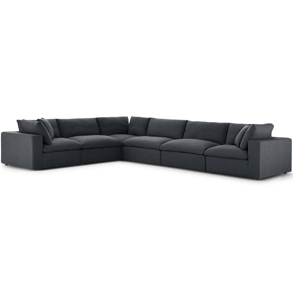 Commix 6 Piece Down Filled Overstuffed Sectional Sofa Set