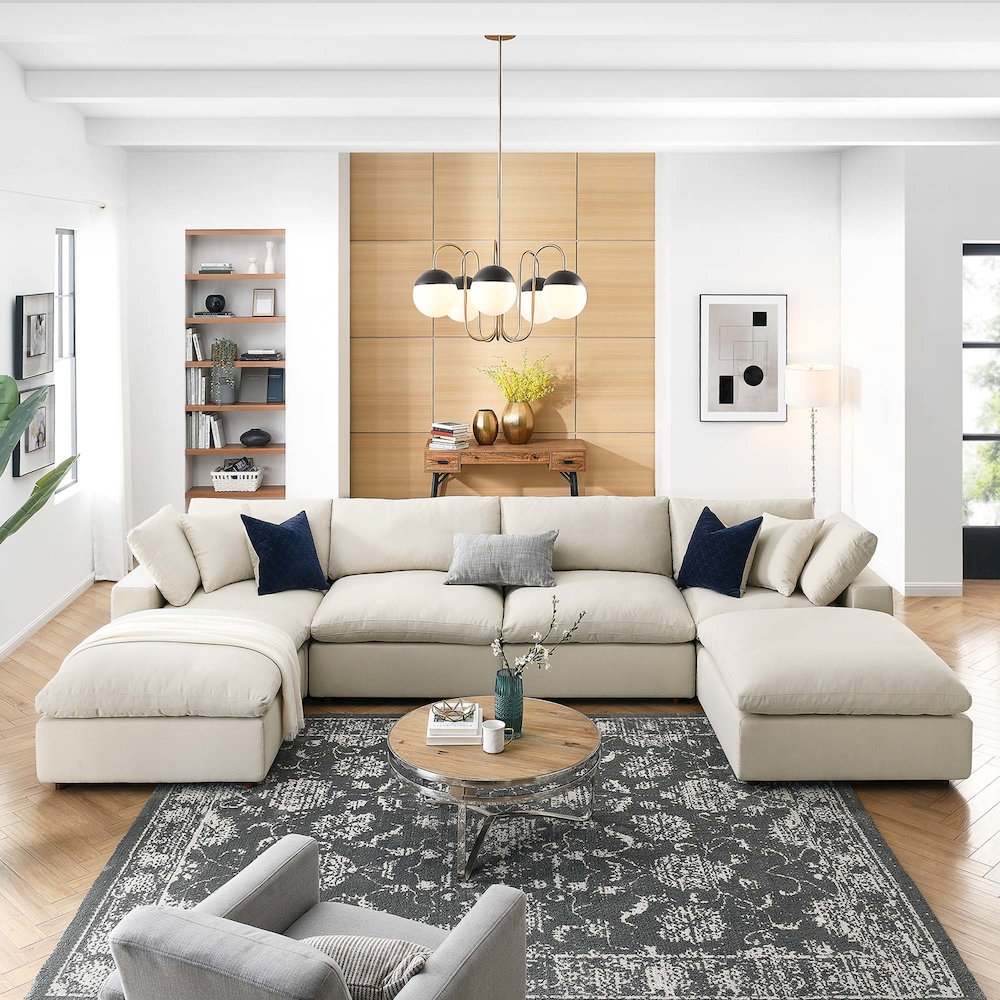 Commix 6-Piece Down Filled Overstuffed Sectional Sofa