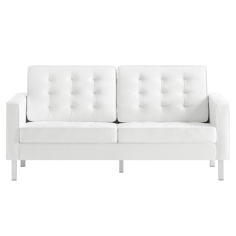 Loft Tufted Vegan Leather Loveseat