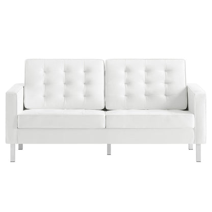 Loft Tufted Vegan Leather Loveseat