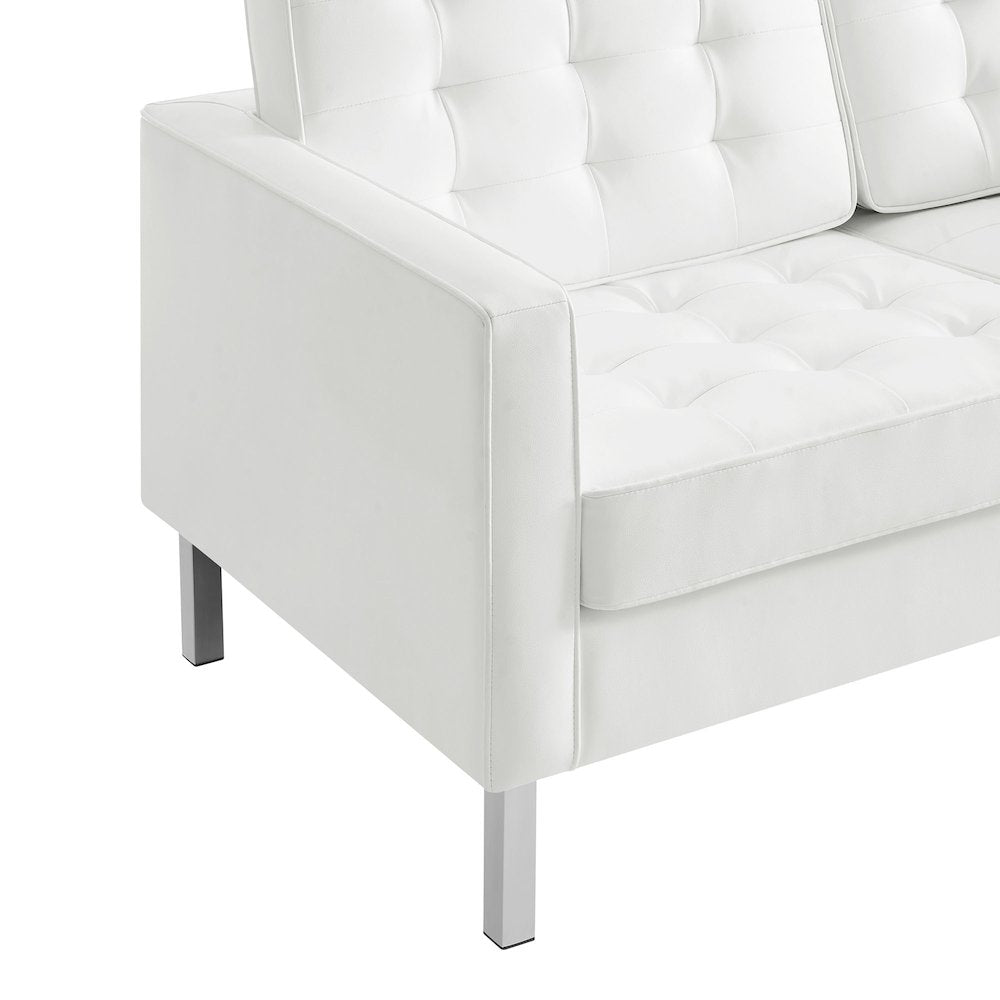 Loft Tufted Vegan Leather Loveseat