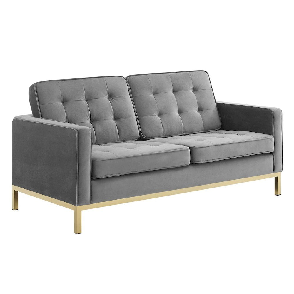 Loft Gold Stainless Steel Leg Performance Velvet Loveseat