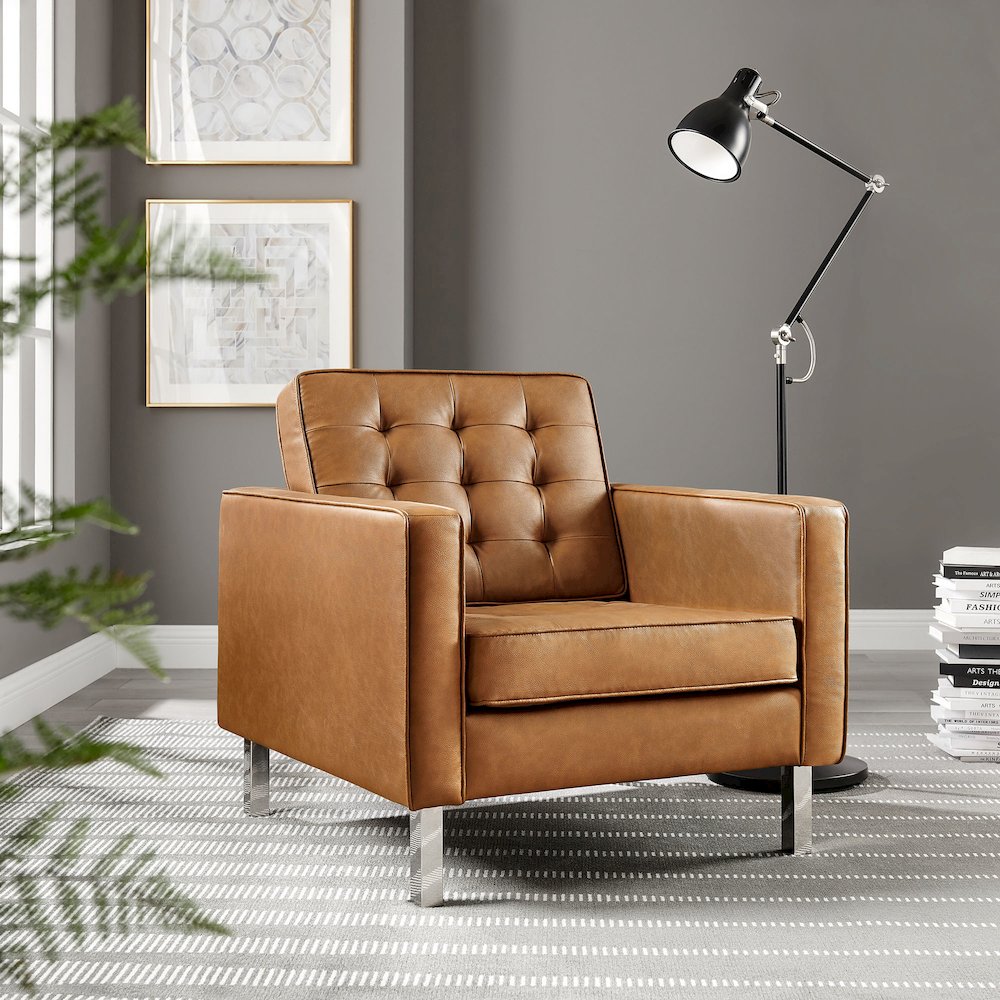 Loft Tufted Vegan Leather Armchair