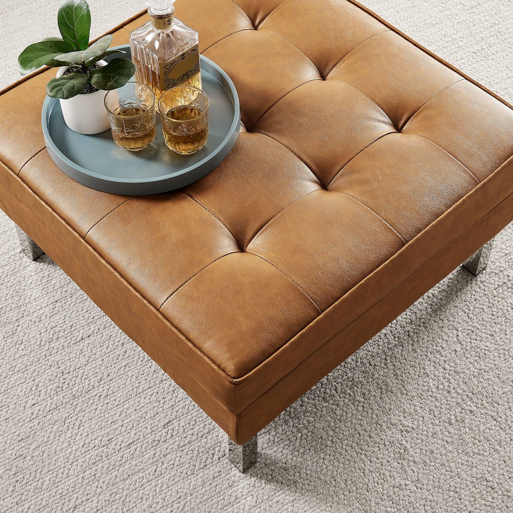 Loft Tufted Vegan Leather Ottoman
