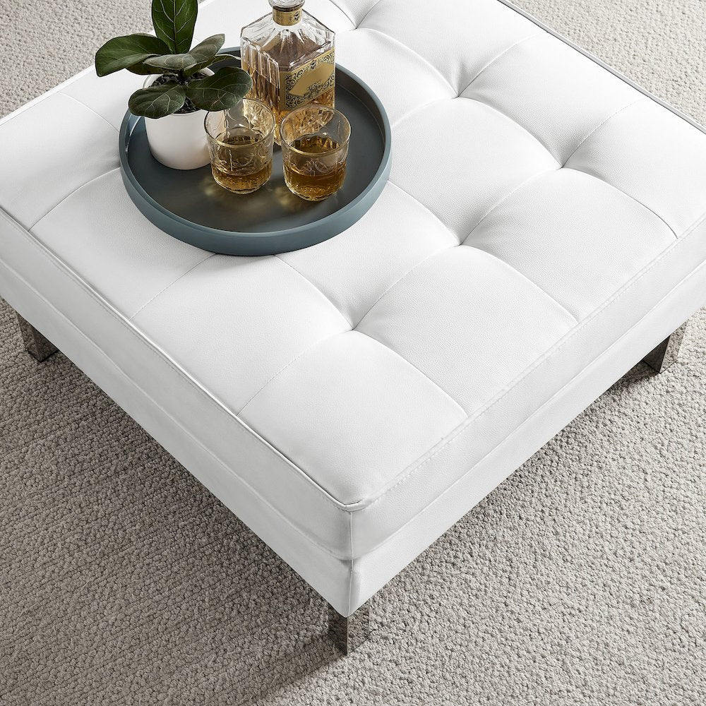 Loft Tufted Vegan Leather Ottoman