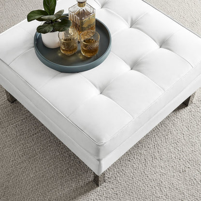 Loft Tufted Vegan Leather Ottoman