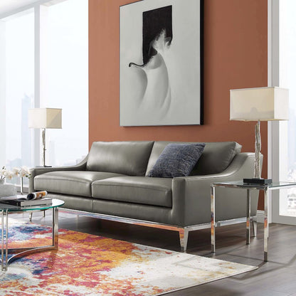 Harness 83.5" Stainless Steel Base Leather Sofa