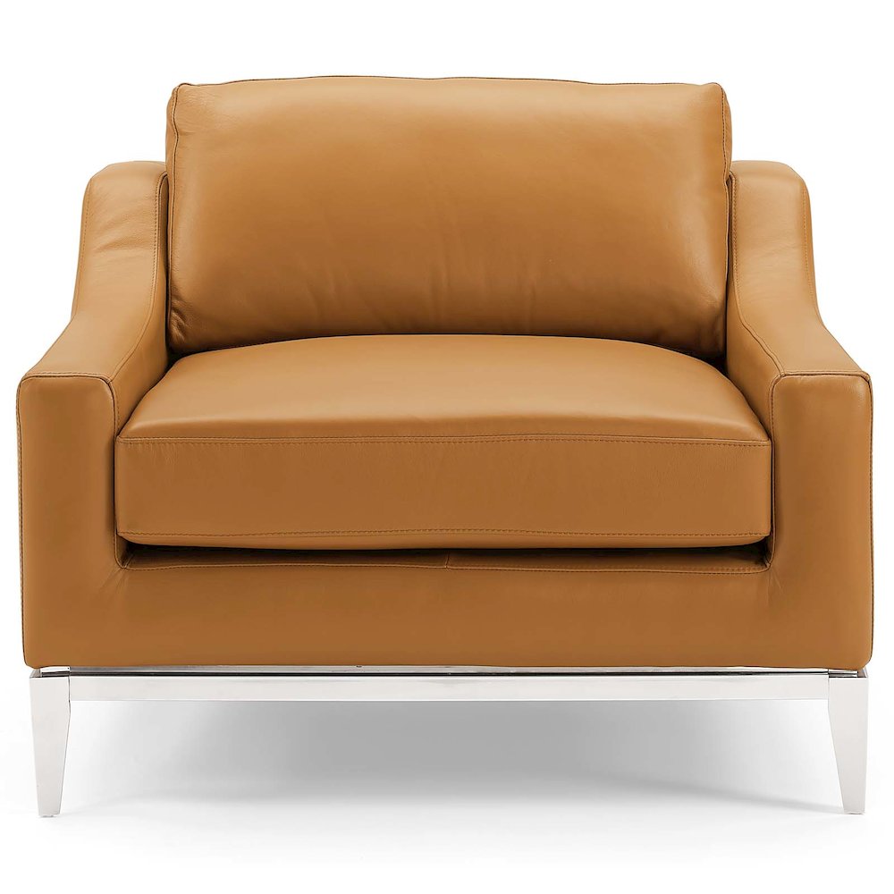 Harness Stainless Steel Base Leather Armchair