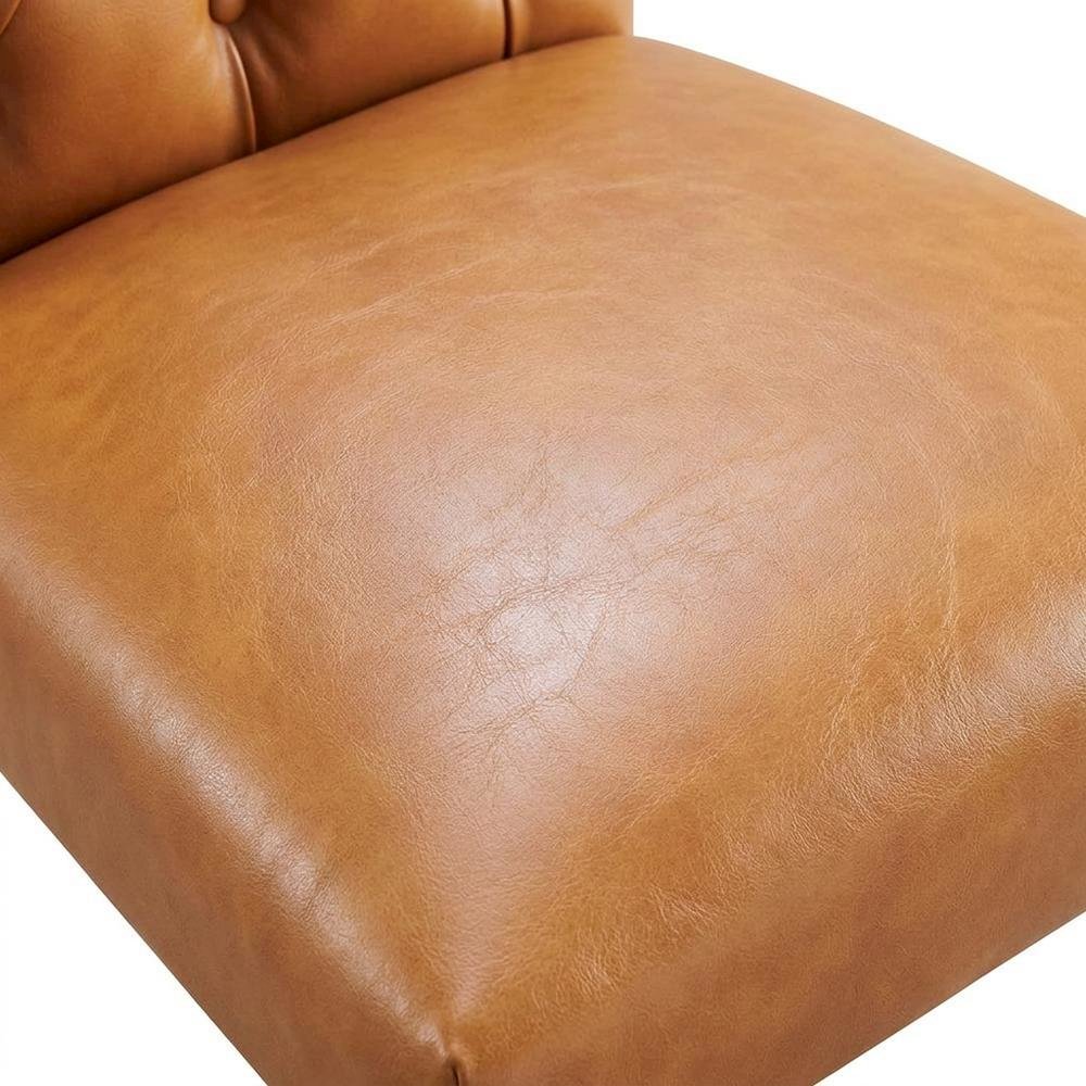 Vinyl-Upholstered Dining Chairs for Kitchen and Dining Room, Tan, Set of 2