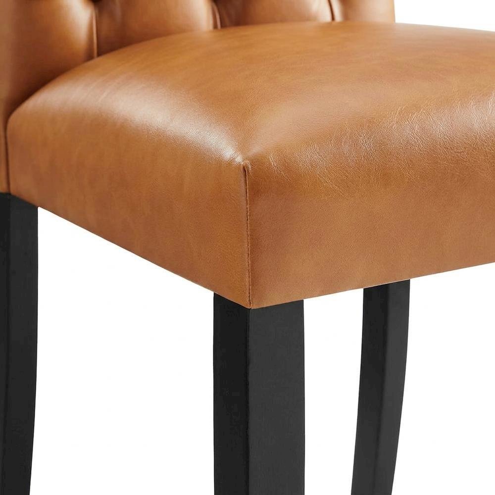 Vinyl-Upholstered Dining Chairs for Kitchen and Dining Room, Tan, Set of 2