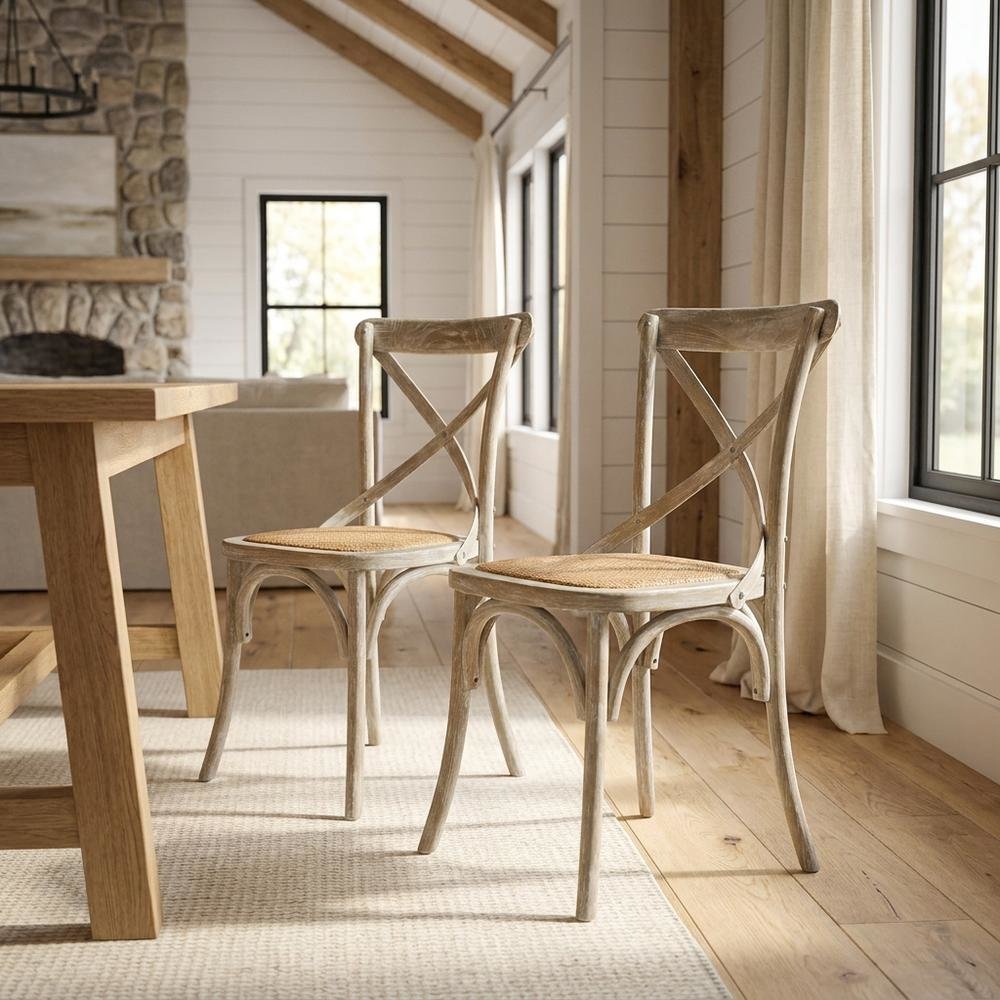 Wooden Dining Side Chairs for Kitchen and Dining Room, Gray, Set of 2