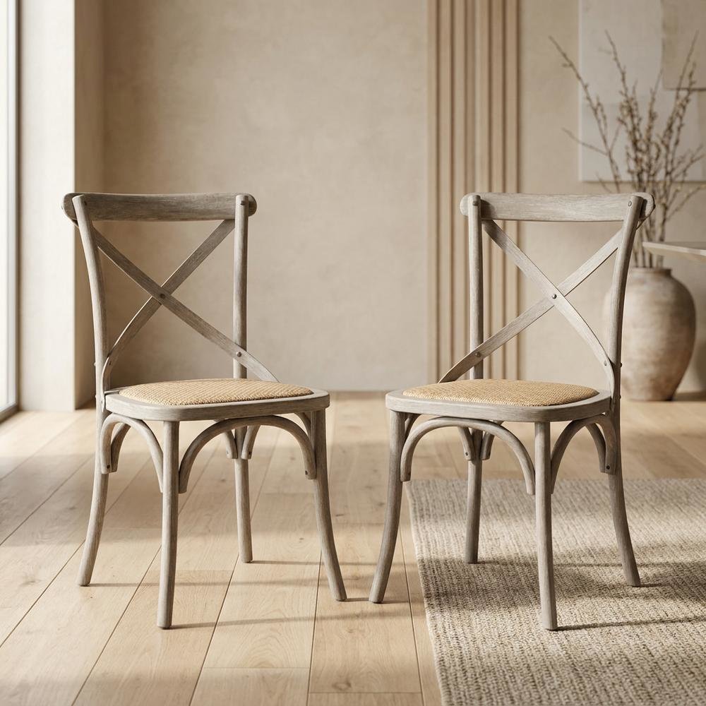Wooden Dining Side Chairs for Kitchen and Dining Room, Gray, Set of 2