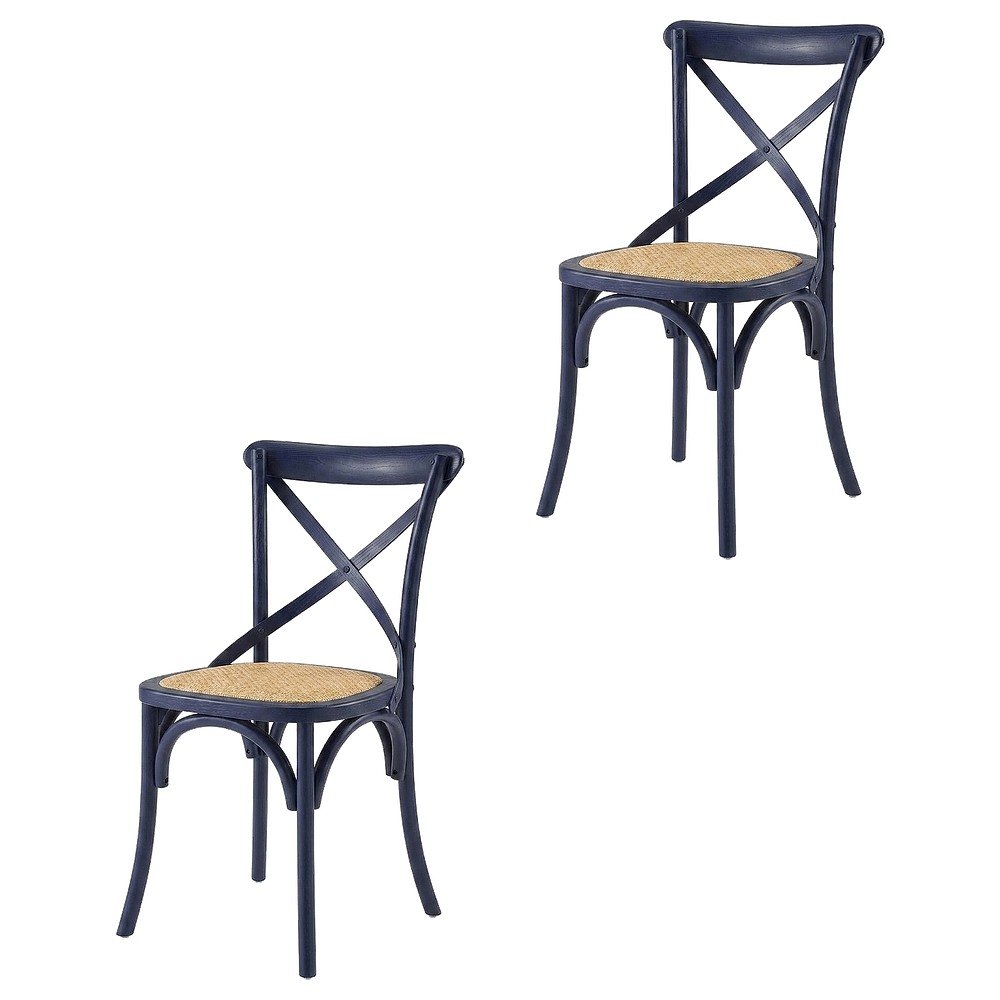 Wooden Dining Side Chairs for Kitchen and Dining Room, Midnight Blue, Set of 2