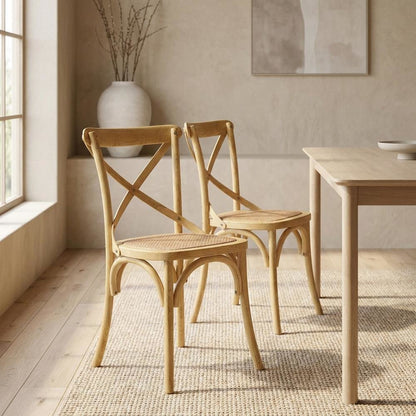 Wooden Dining Side Chairs for Kitchen and Dining Room, Natural, Set of 2